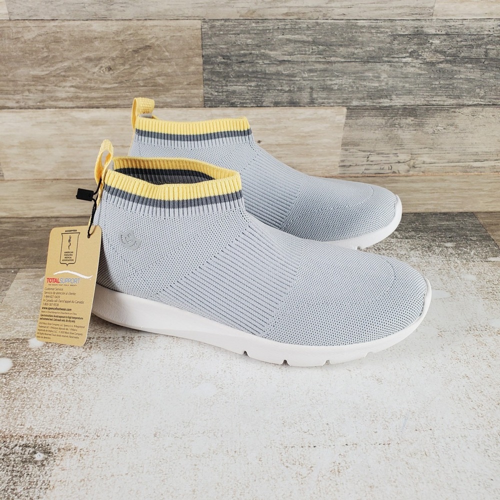 Spenco Waco Pure Love Womens Shoes Sz 7.5 B Comfort Grey Knit Stretch Cuff